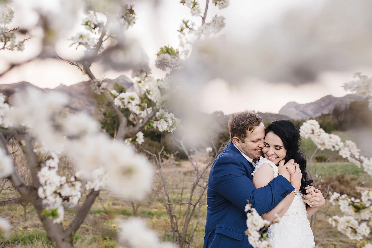 Wedding Photo in Spring Blossom Orchard