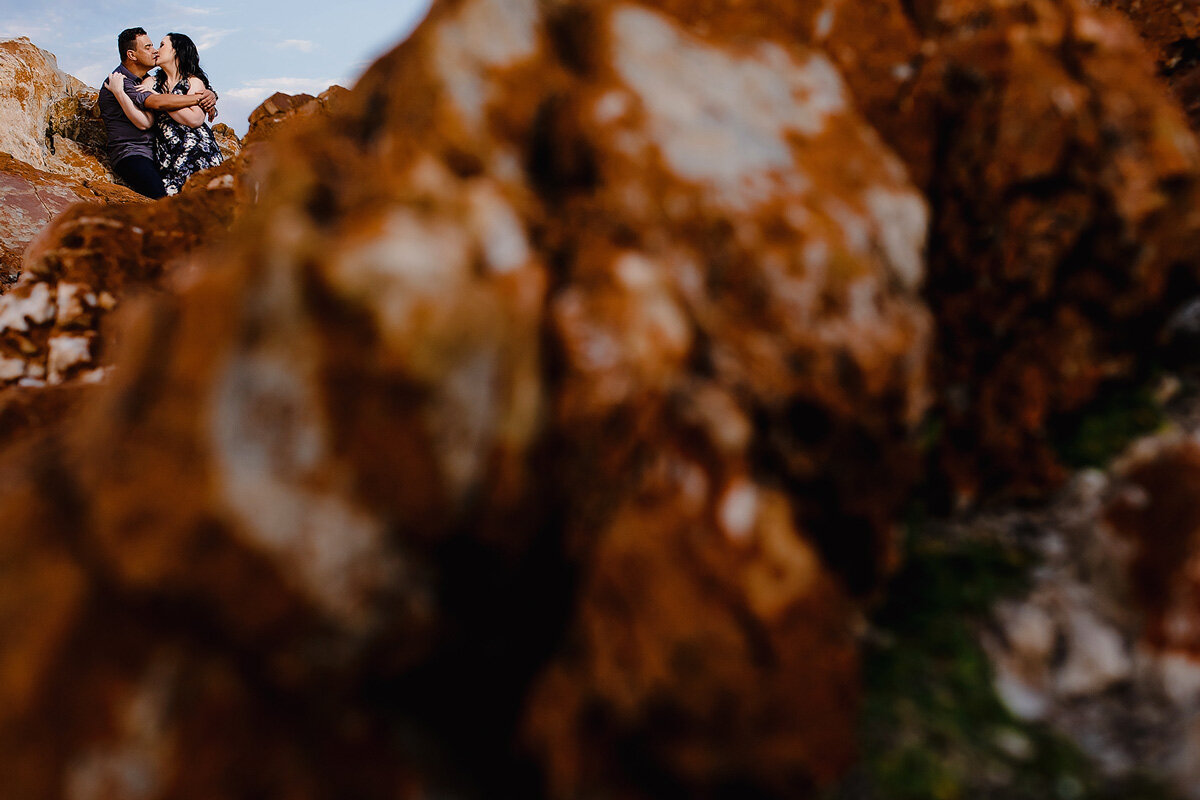 Creative  beach Engagement Portrait