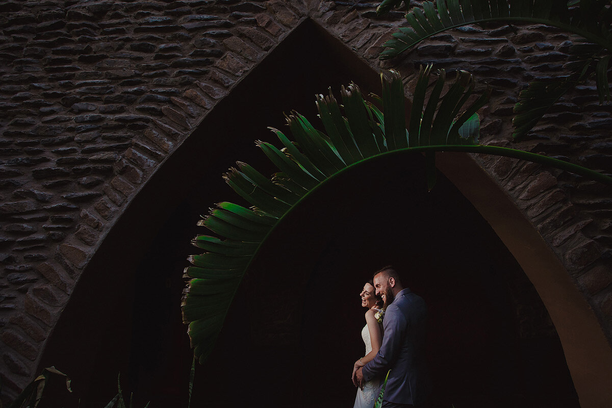 Wedding Couple Portraits in a castle wedding venue in Namibia