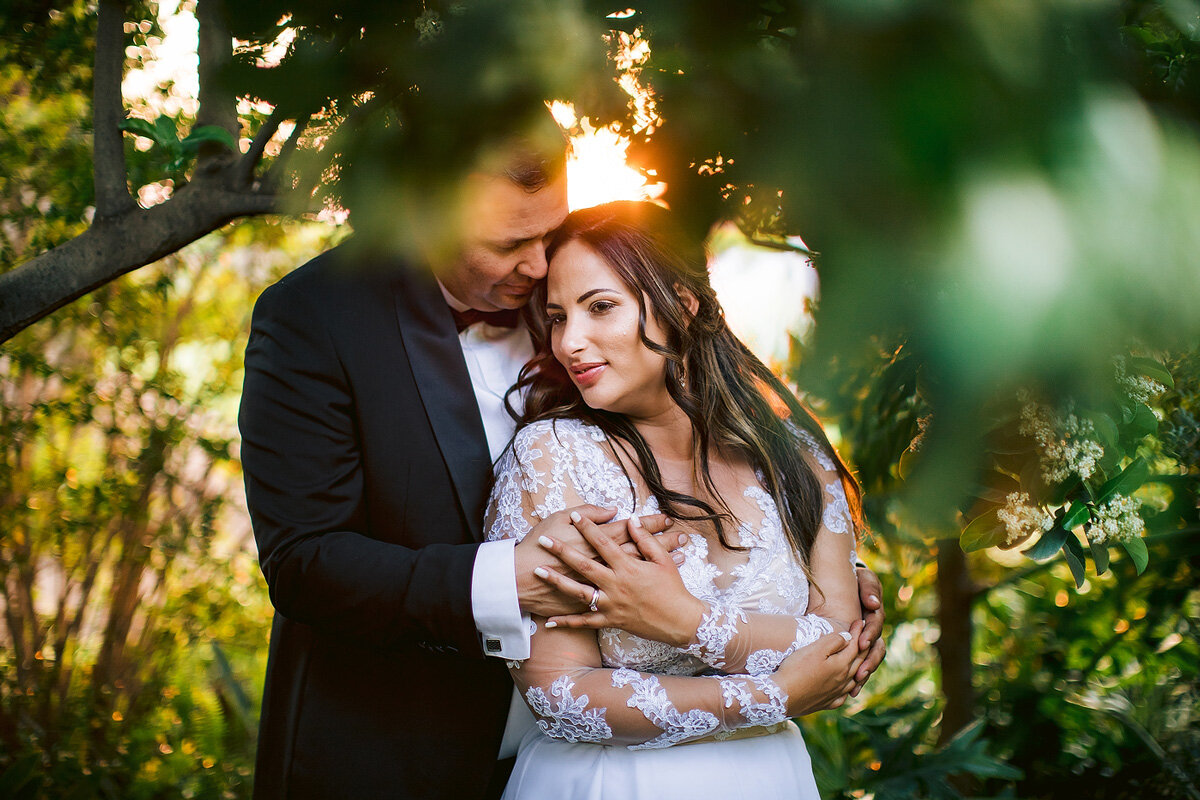 Sunset Romantic wedding couple portraits with bride and groom in Upington.
