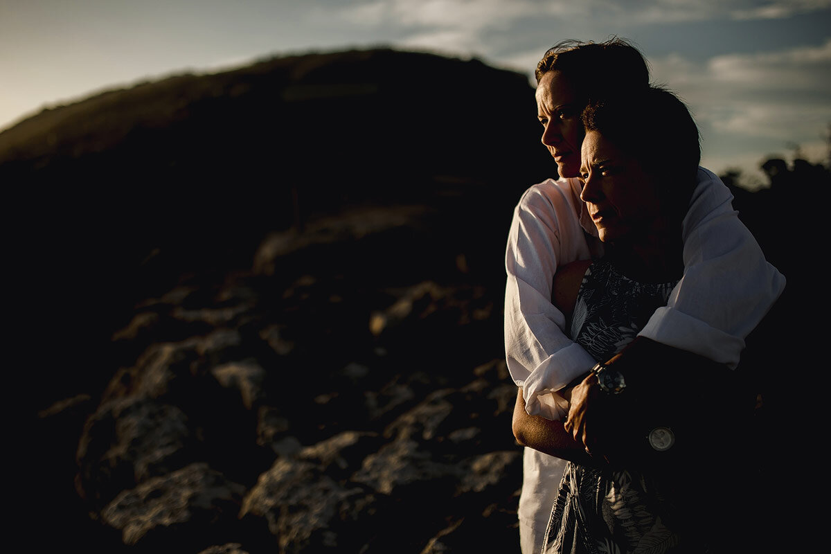 Creative Sunset Beach Couple Portraits in Plettenberg Bay South Africa.