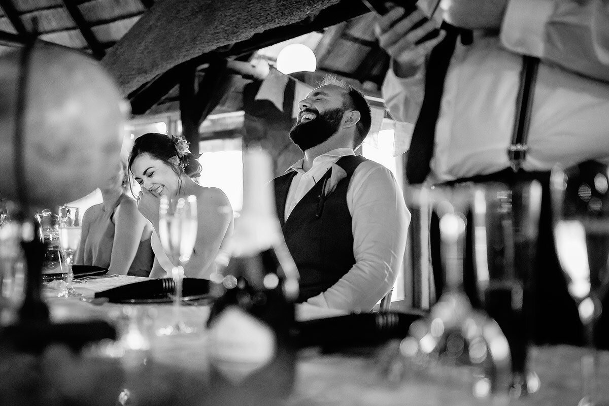 Funny Wedding Toast during the wedding reception at Midgard Estate in Namibia.