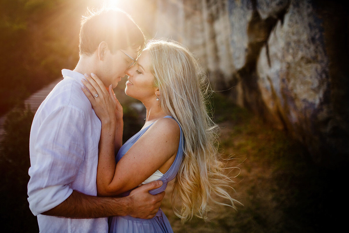 Sunlit intimate couple portraits in Plettenberg Bay South Africa.