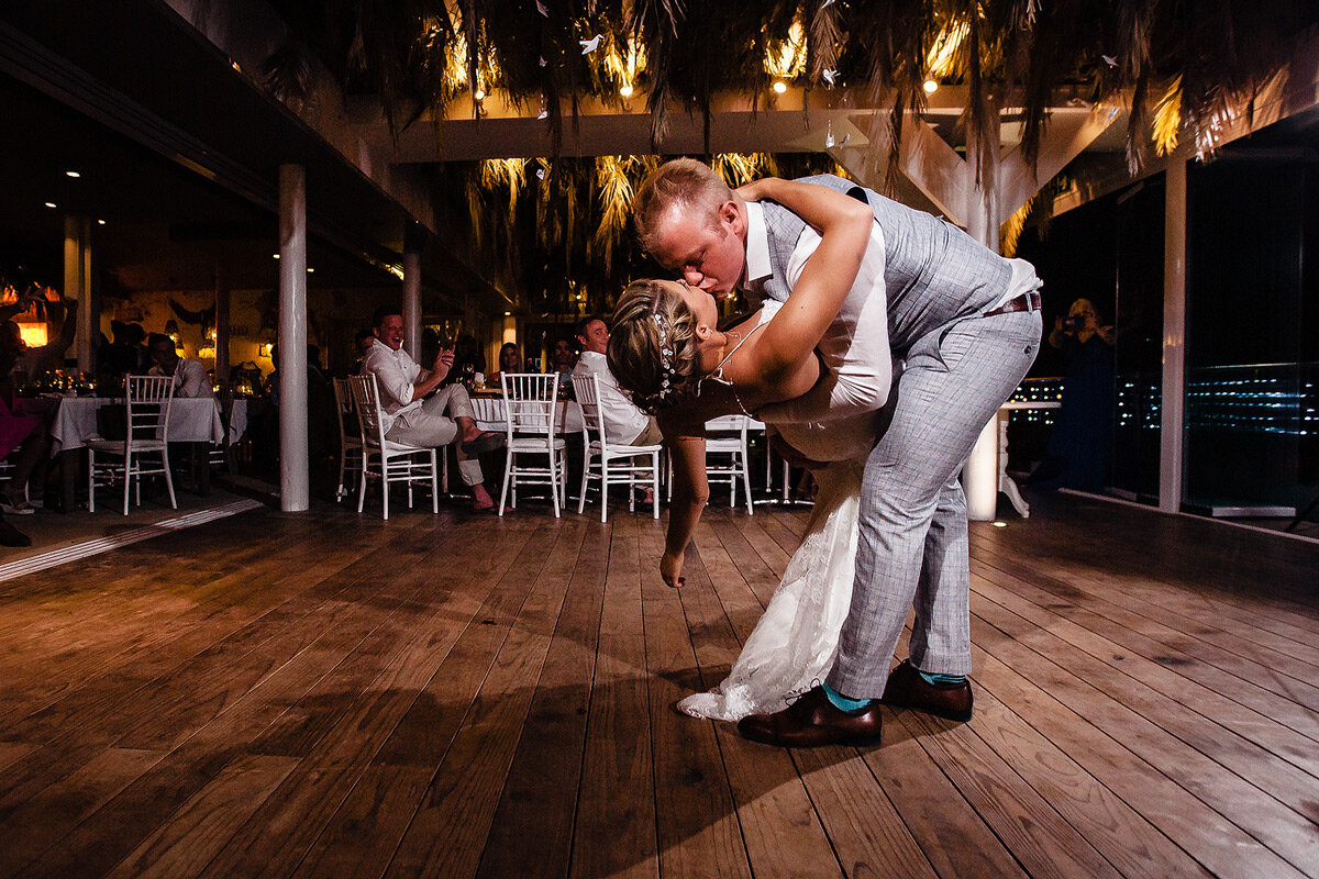 Wedding First Dance moment on the dance floor at night in Plettenberg Bay South Africa.