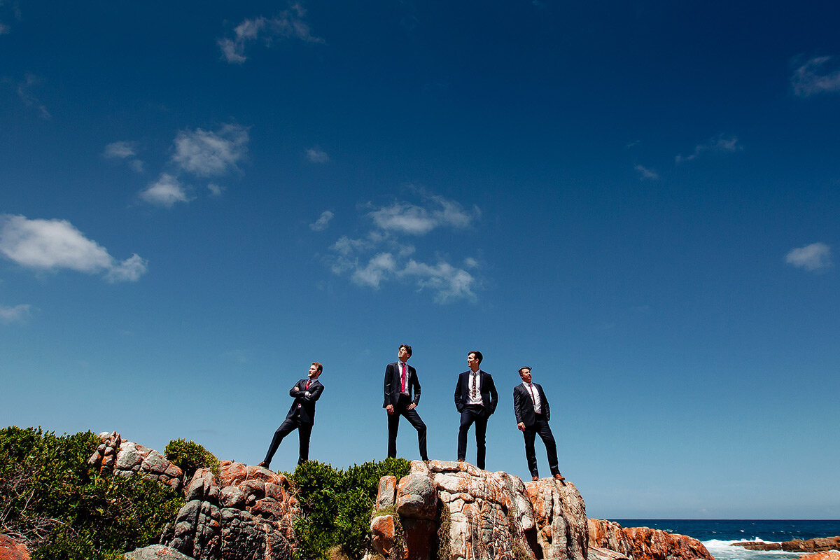 Groom and Groomsmen portrait at the beach near Stilbaai in the Garden Route.