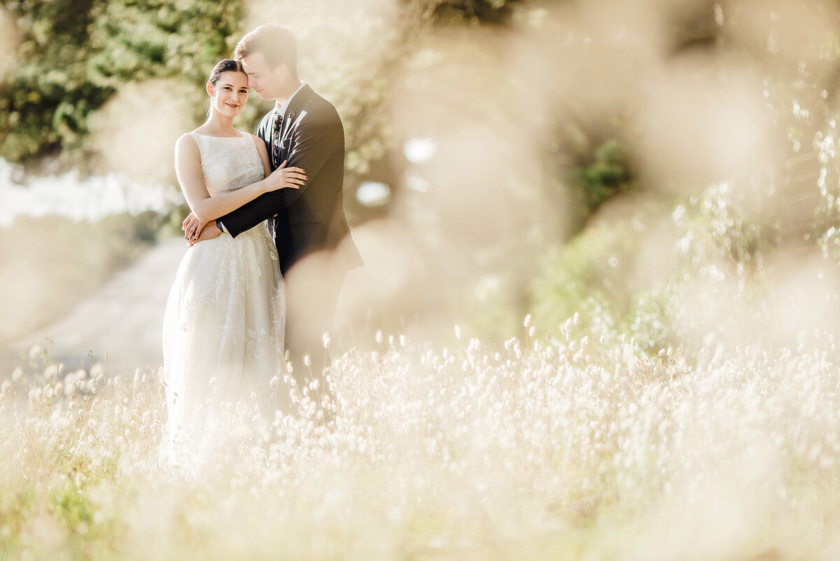 Sunset wedding couple portraits during Golden Hour in the Garden Route.