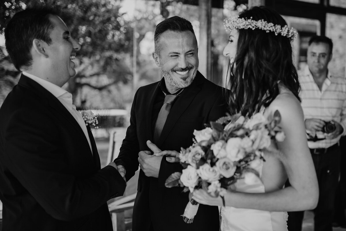 Father of the Bride walks his daughter down the aisle. 