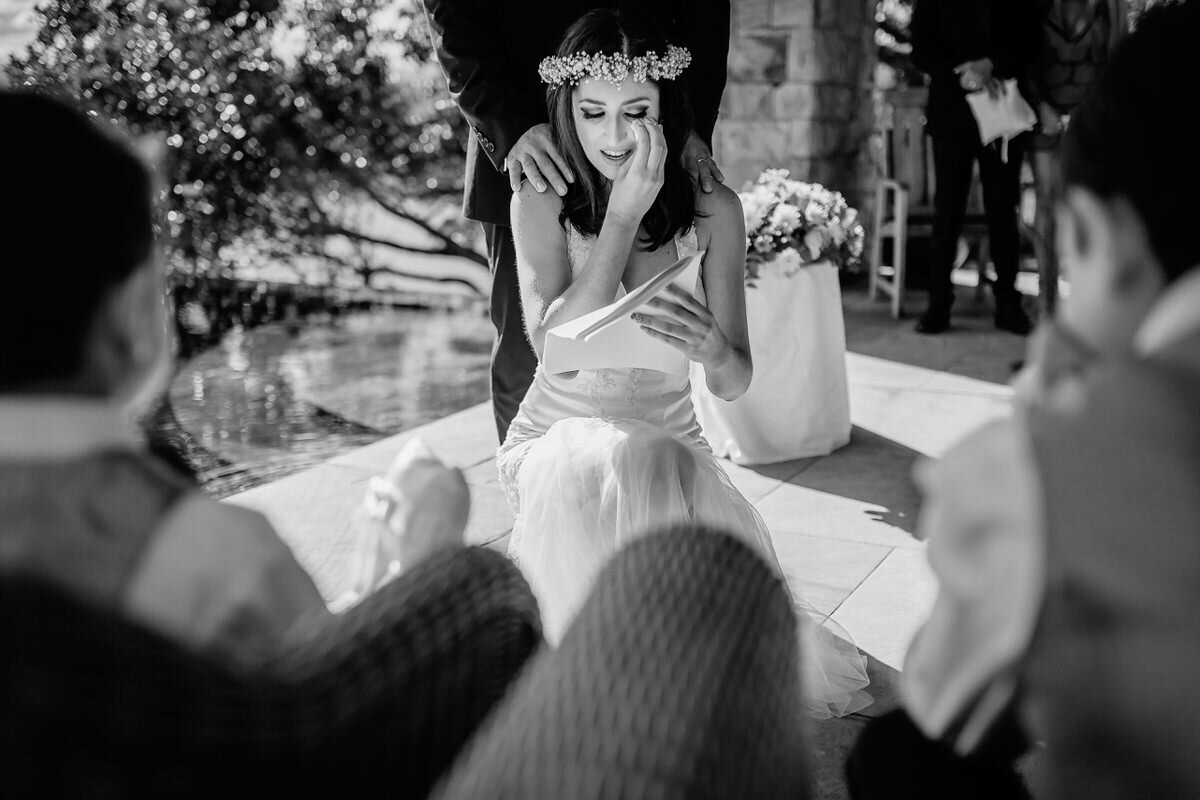 Emotional bride during her Elopement in the Garden Route.