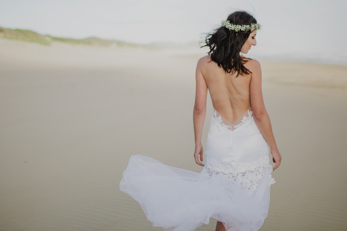 Bridal Elopement Portraits in the beach in Sedgefield.