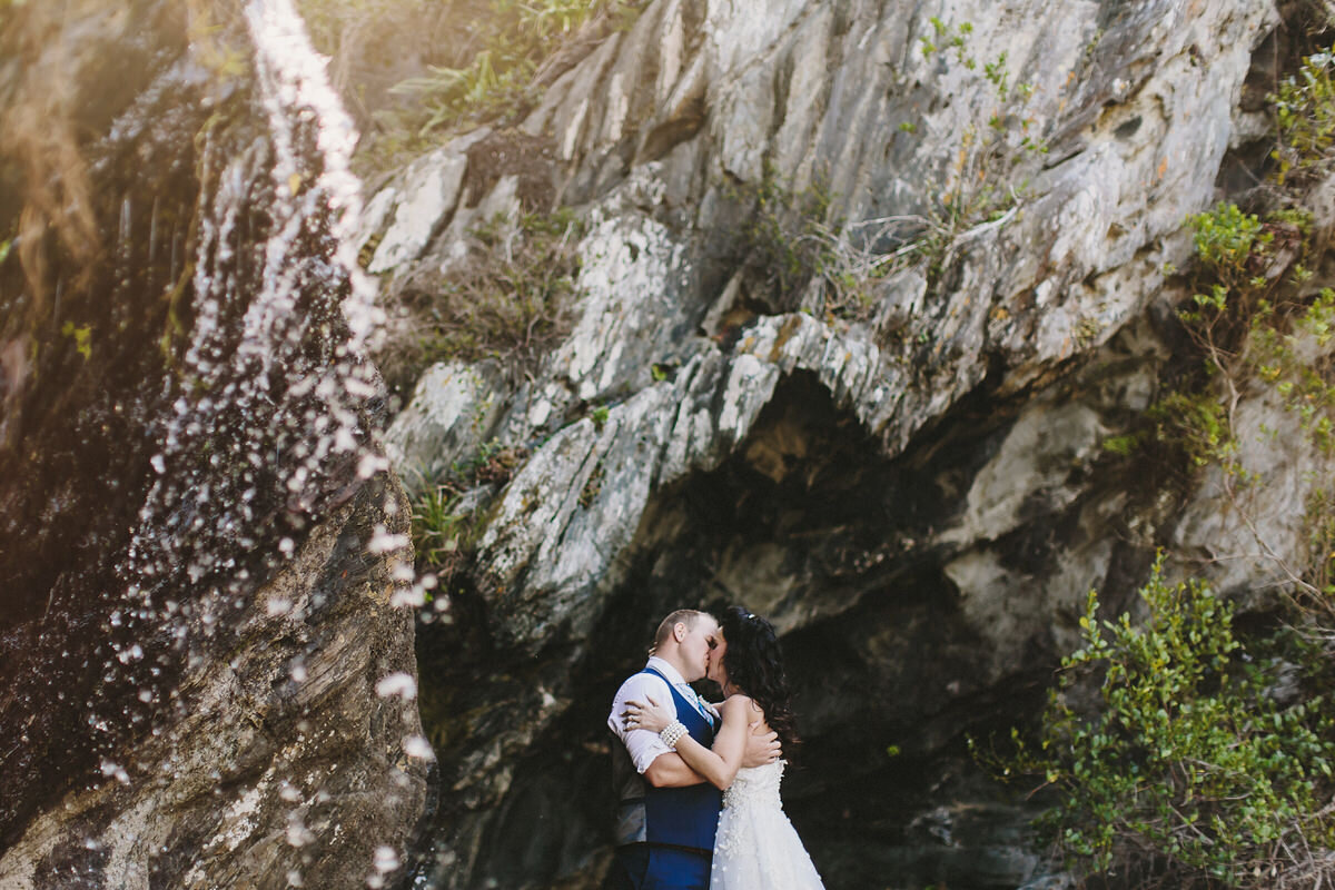 Intimate Elopement Ceremony next to a Waterfall.