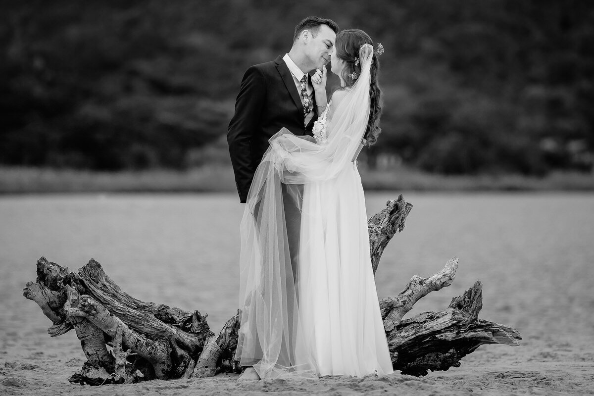 Wedding couple photos on the beach in Natues Valley near Plettenberg Bay.