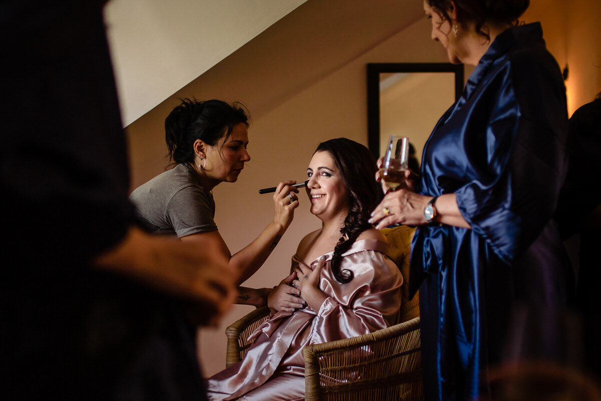 Wedding Moment during the bridal make-up at a guesthouse in Caledon in the overberg.