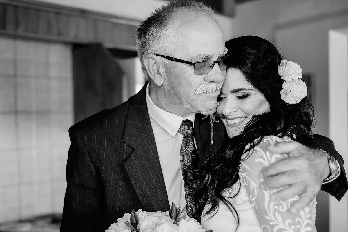 Father of the Groom and the bride before the wedding ceremony in the Garden Route of South Africa.