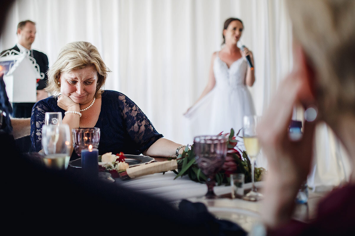 Emotional Wedding Moment during the wedding speeches at the Garden Route Wedding.