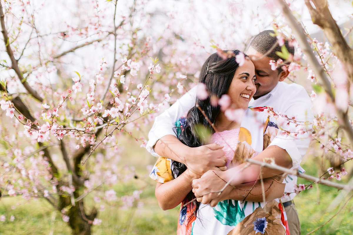 A real engagement with flower blossoms in the Garden Route.