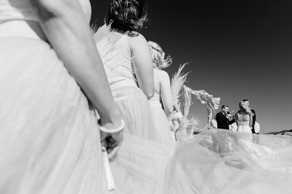 Creative Wedding Ceremony moment on the beach in South Africa.