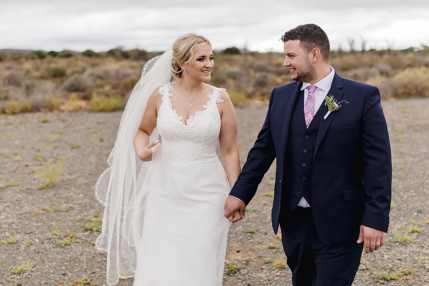 Bride and groom wedding portraits in the Karoo.