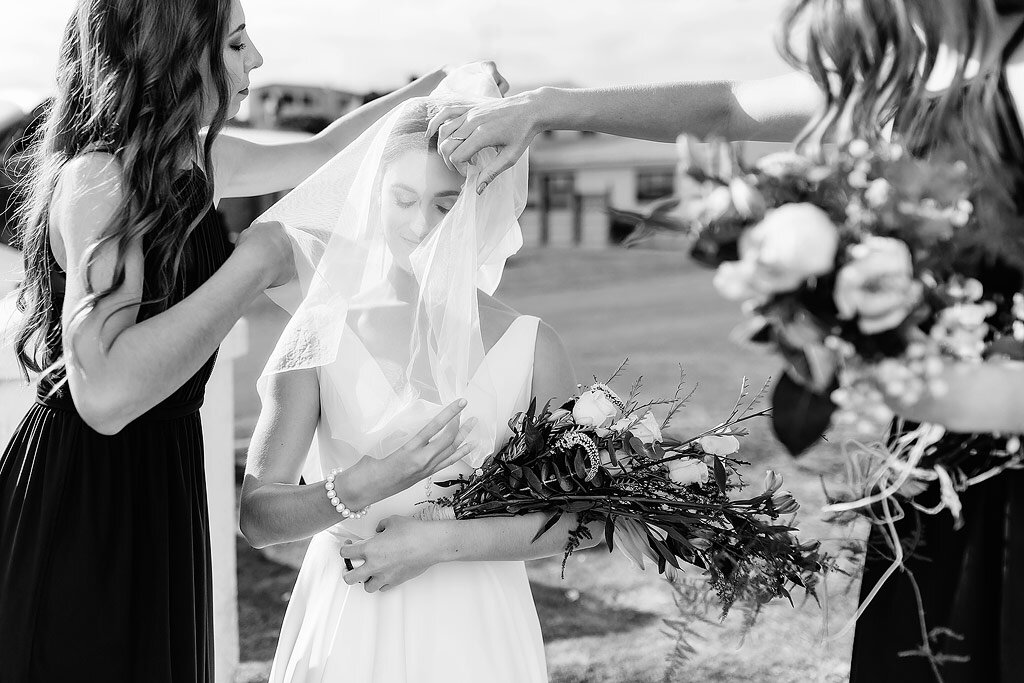 Bride Moment with Veil before wedding 