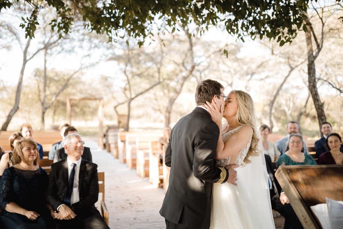 Beautiful wedding ceremony under a wild fig tree in Limpopo.