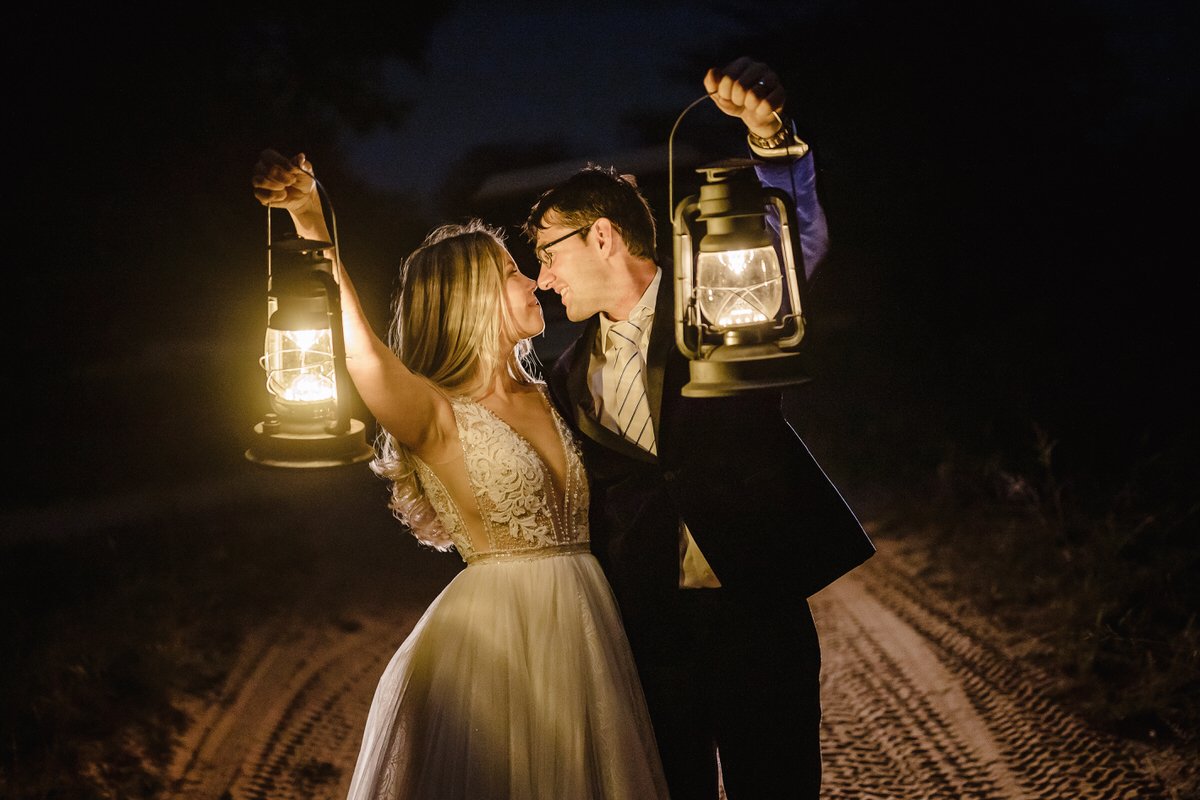 Creative Wedding Couple Night Portraits in the Bushveld.