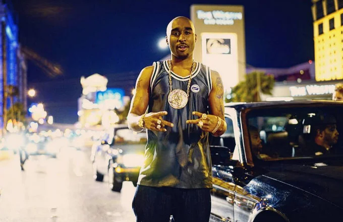  Demetrius as Tupac on set in Vegas