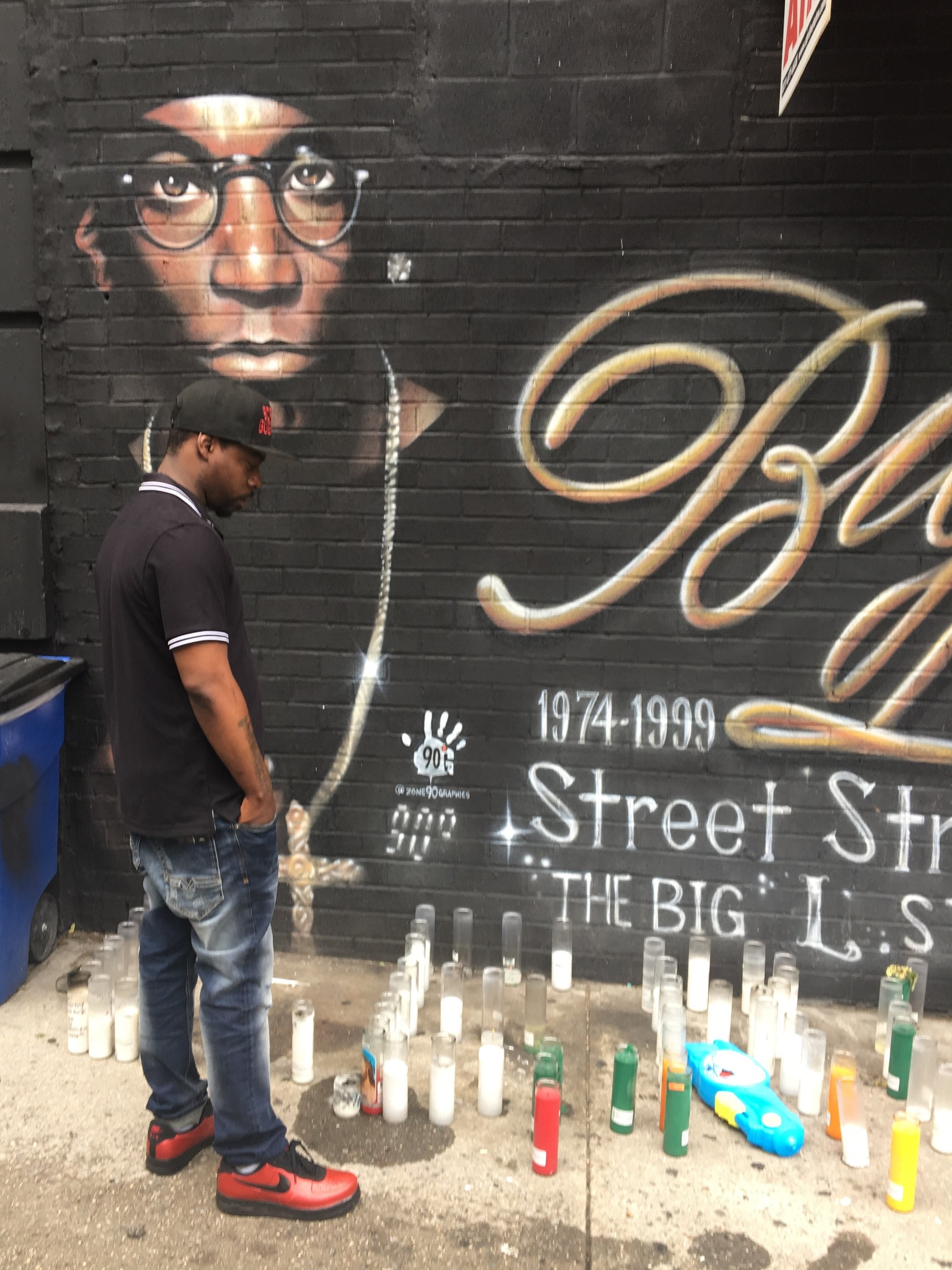 Daze at the Big L mural where the candles are postioned to say Leroy