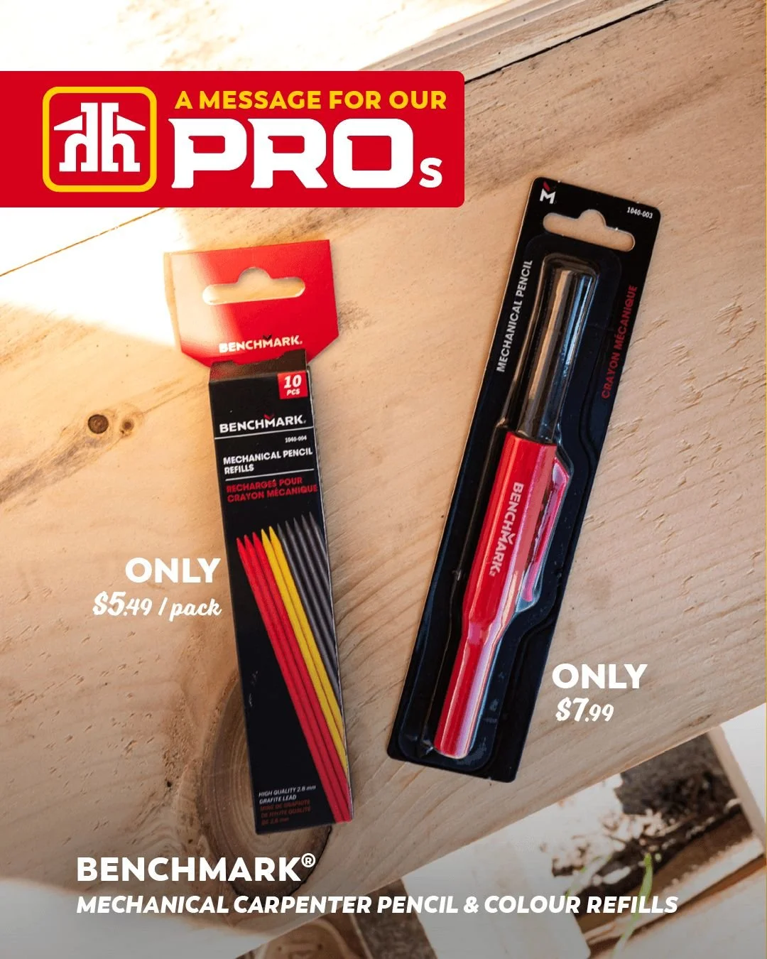 The BENCHMARK&reg; Mechanical Carpenter Pencil is designed for PROs who need clean, accurate lines without the hassle of sharpening! ✏️

Paired with easy-to-load colour refills, you can easily switch between surfaces and materials without missing a b
