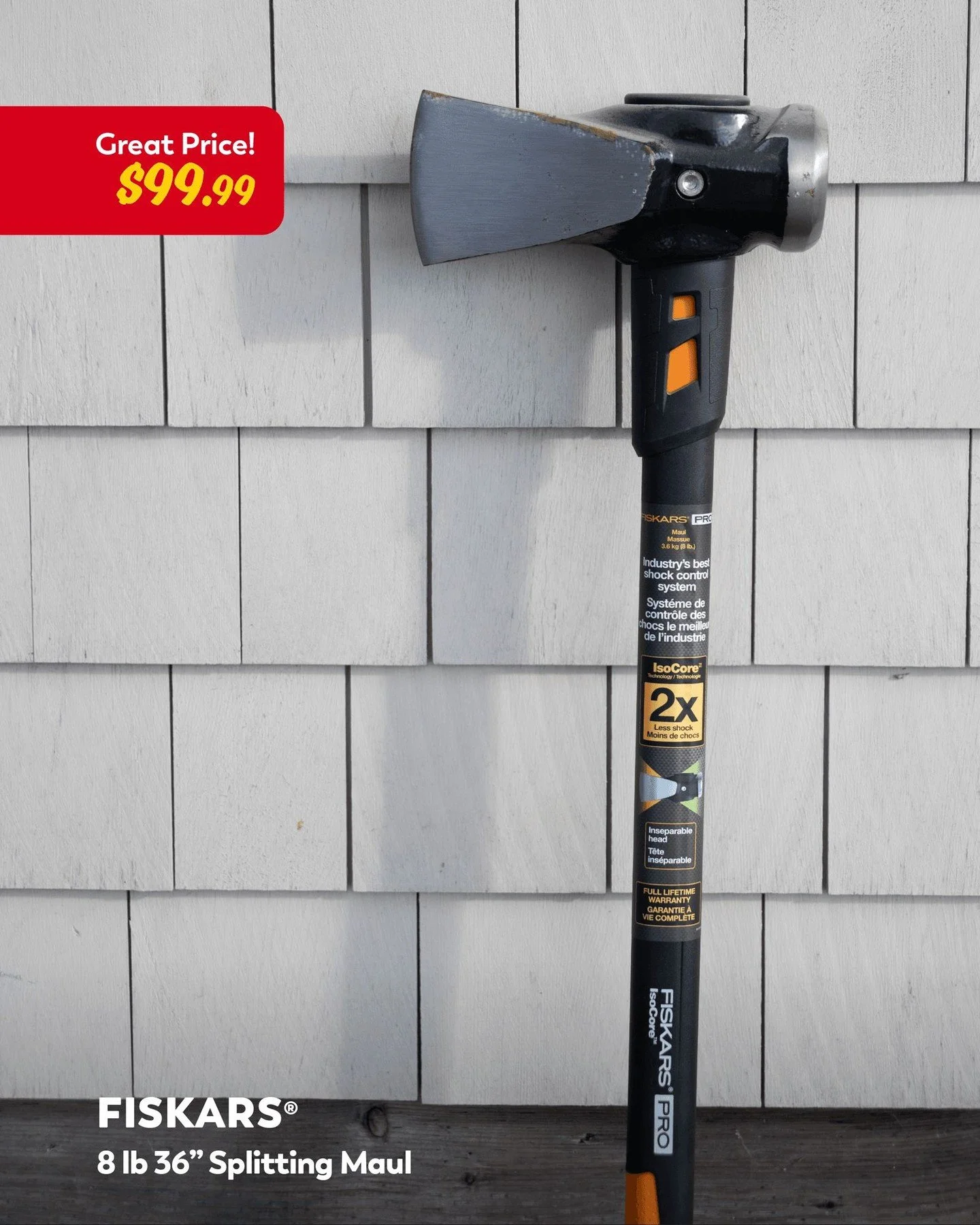 Get your Fiskars&reg; Splitting Maul with nylon handle and IsoCore&trade; for the great price of $99.99 at Burk&rsquo;s Falls Home Building Centre! 🪵

This heavy-duty splitting maul from Fiskars&reg; is ideal for shattering concrete, driving stakes 