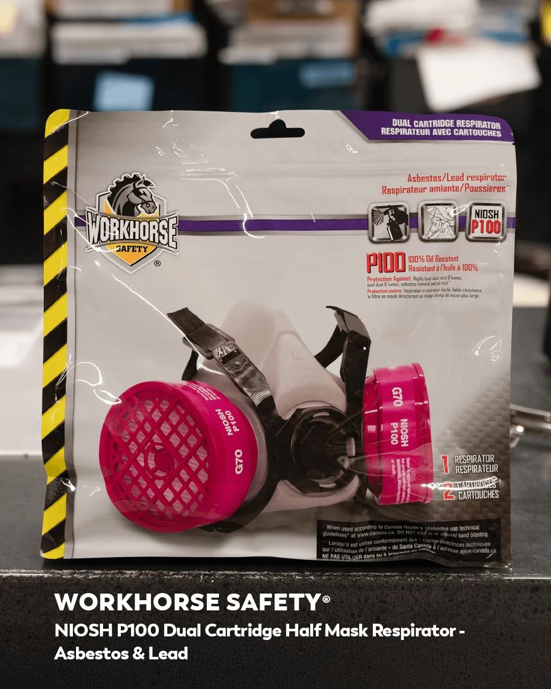 Working with potentially hazardous chemicals or fumes? Protect yourself from all sorts of airborne contaminants like asbestos, lead and even mould, with the Workhorse Safety&reg; NIOSH P100 Dual-Cartridge Half-Mask Respirator. 💨

This respirator mas