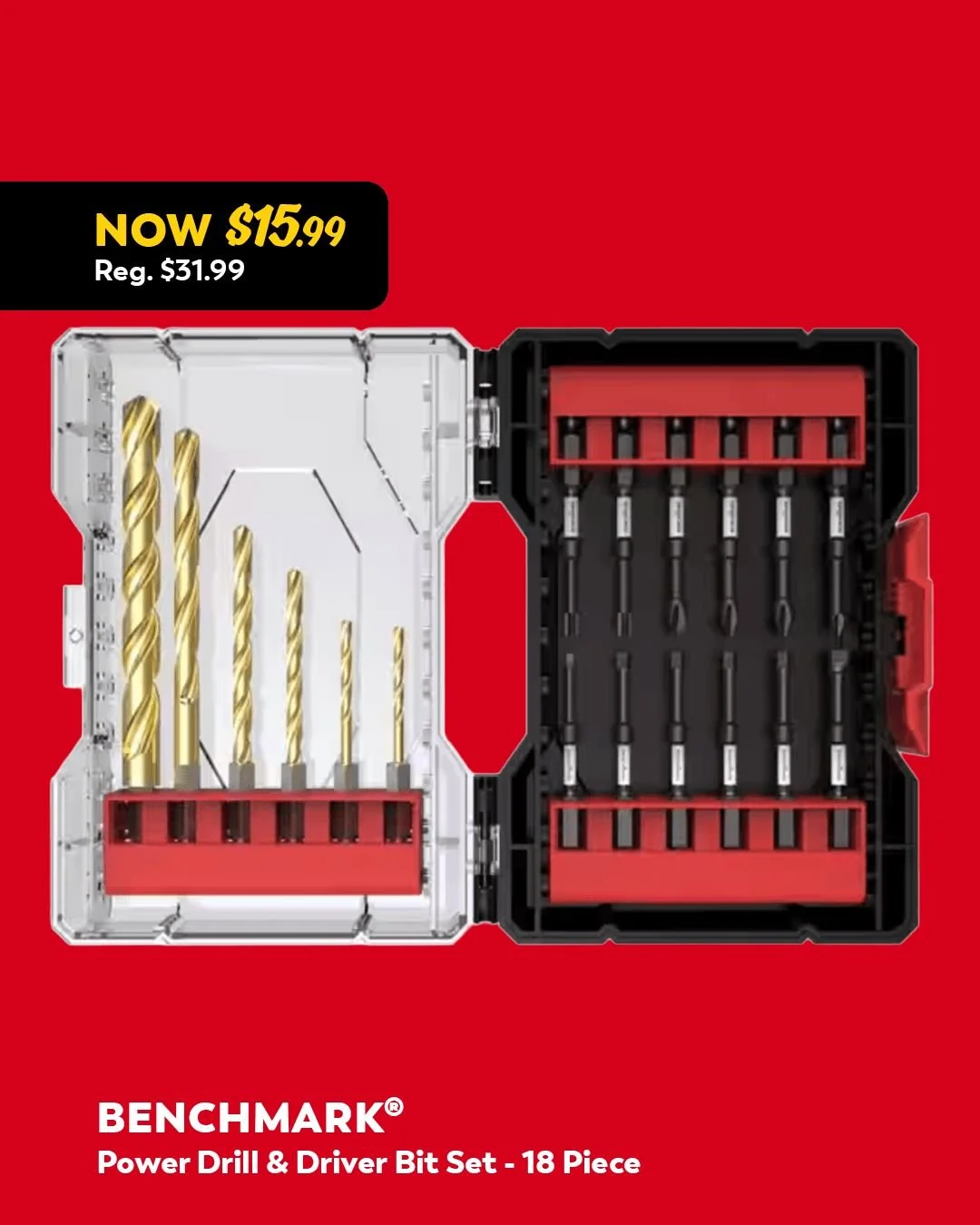 🙌 Save 50% on Benchmark&reg; Power Drill &amp; Driver Bit Sets at Burk&rsquo;s Falls Home Building Centre!

Benchmark&reg; seven-edge drill bits feature seven precision cutting edges, providing faster performance than standard 135&deg; split-point d