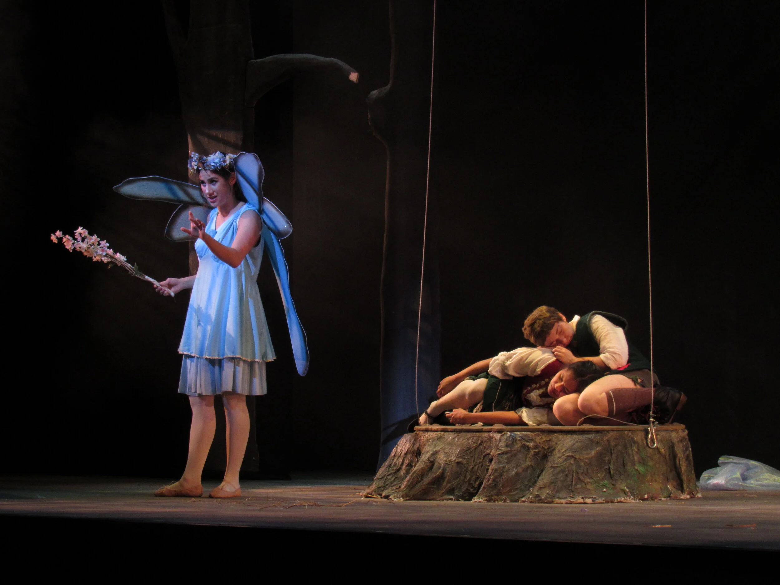 Hansel and Gretel are visited by the Dew Fairie.