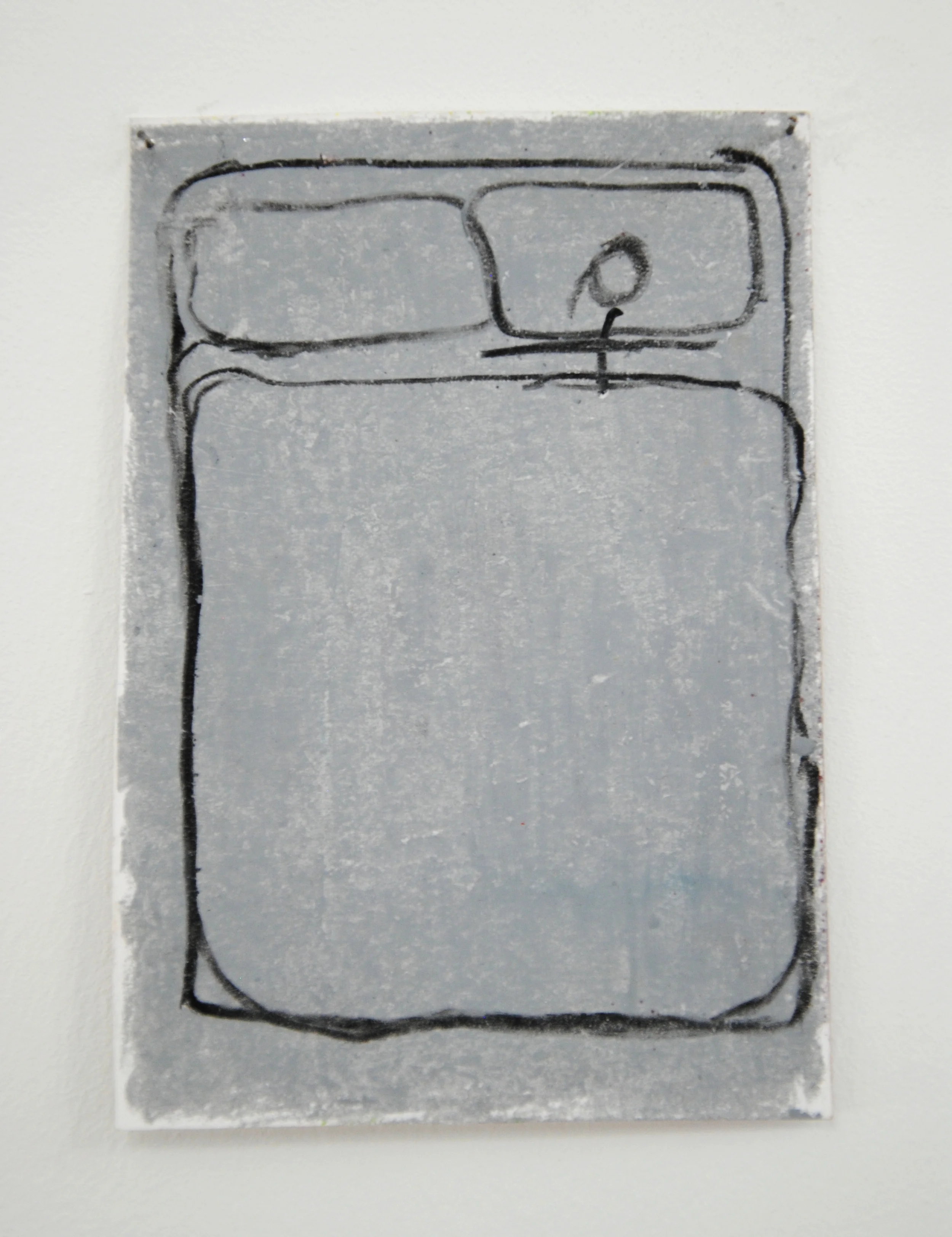 A6, oil pastel on paper, panel pins. 