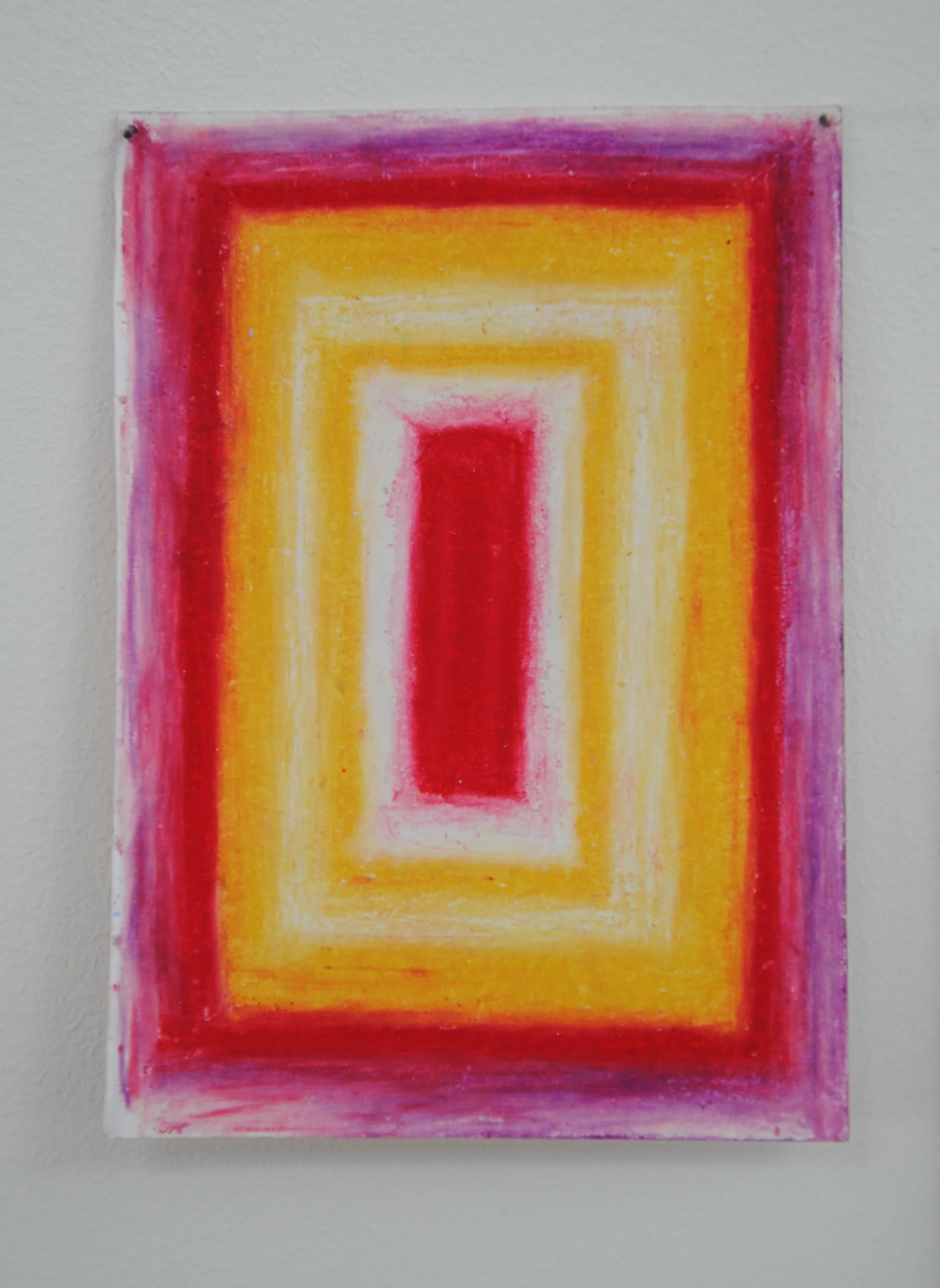 A6, oil pastel on paper, panel pins. 