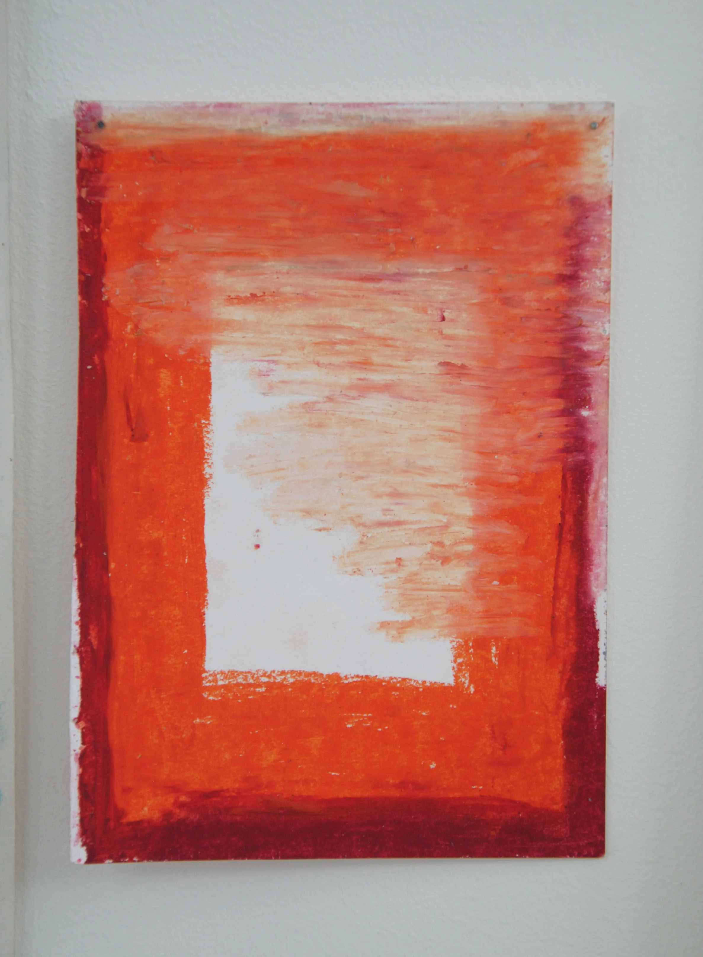A6, oil pastel on paper, panel pins. 