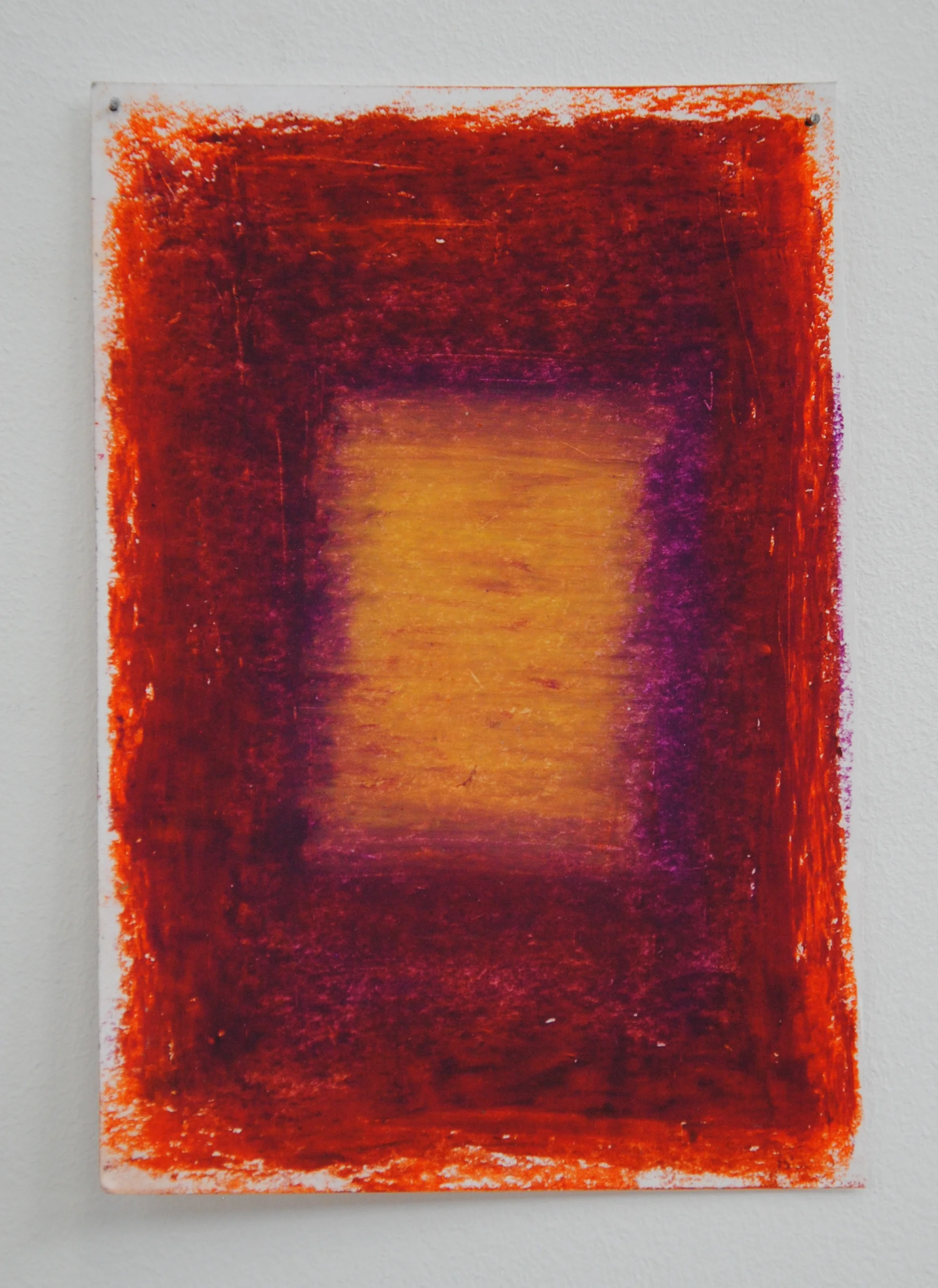 A6, oil pastel on paper, panel pins. 