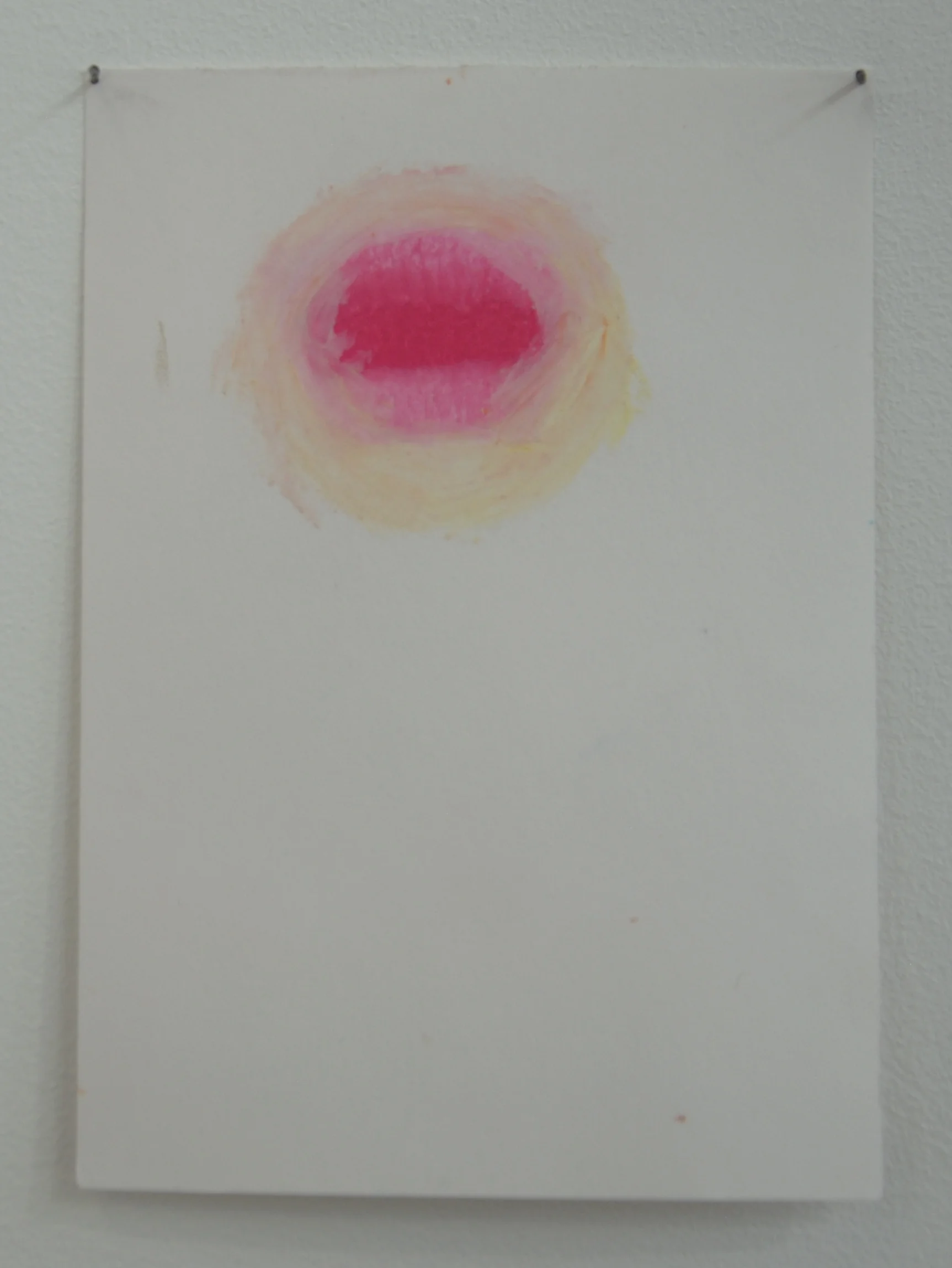 A6, oil pastel on paper, panel pins. 