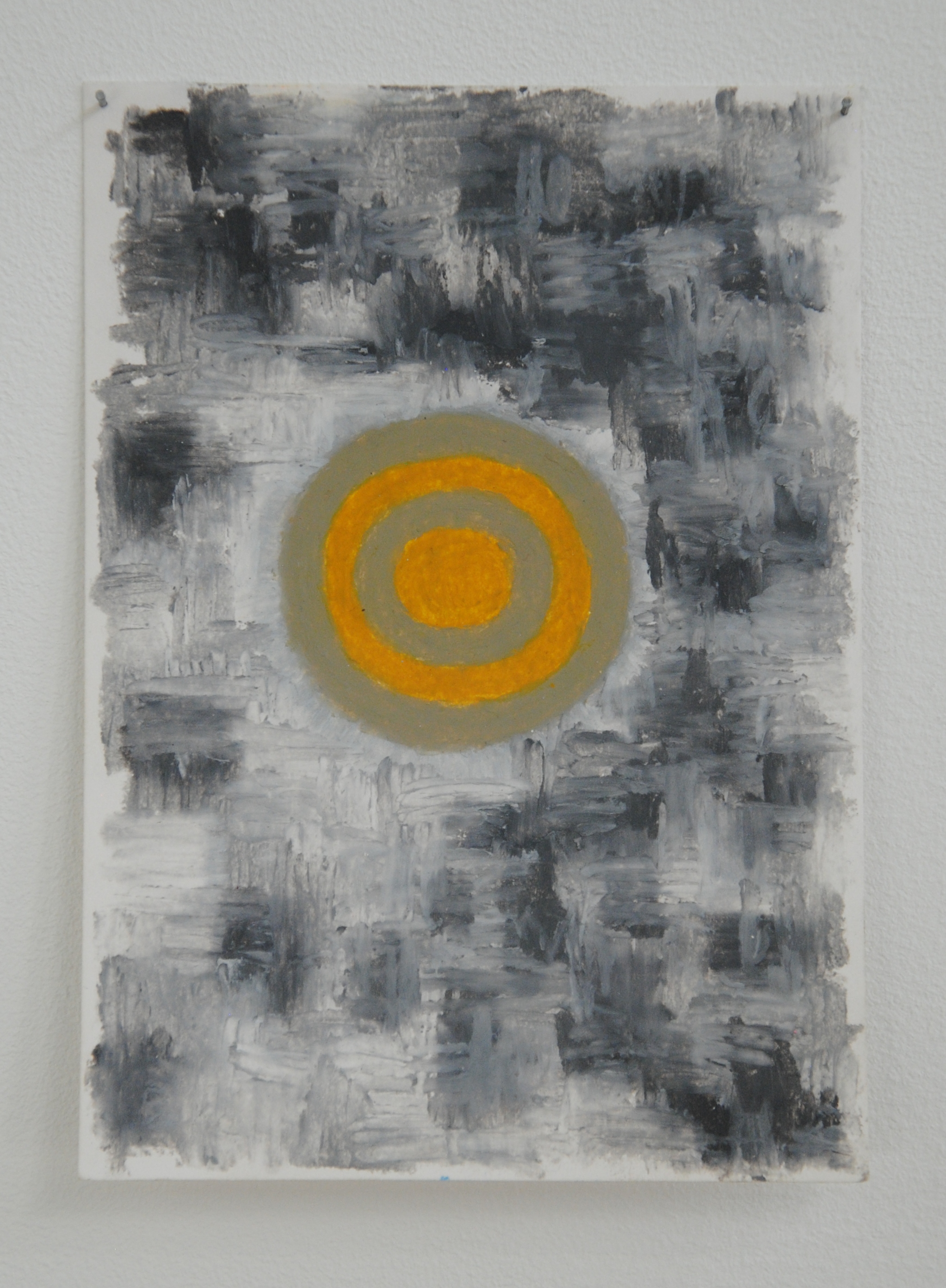 A6, oil pastel on paper, panel pins. 