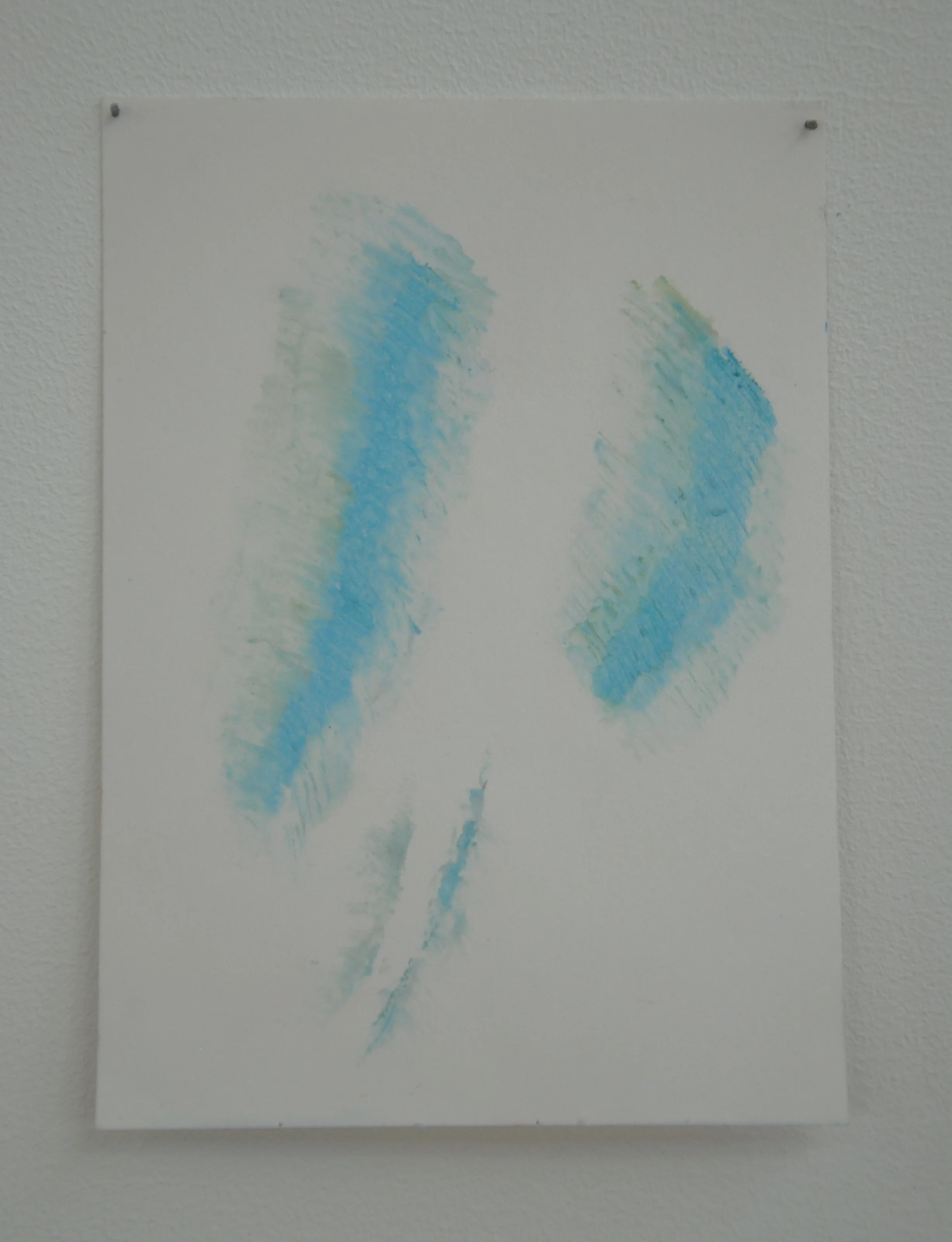 A6, oil pastel on paper, panel pins. 