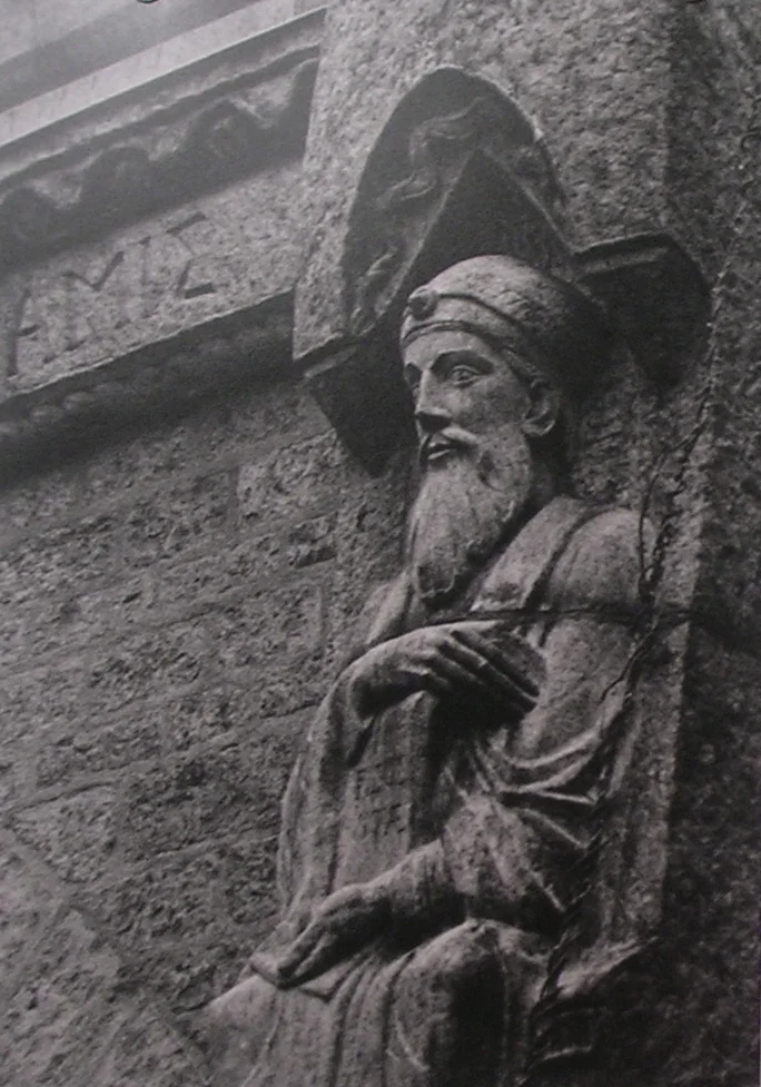 Sculpture of a prophet on the cathedral I worshipped at. Photograph taken by me, in high school art class.