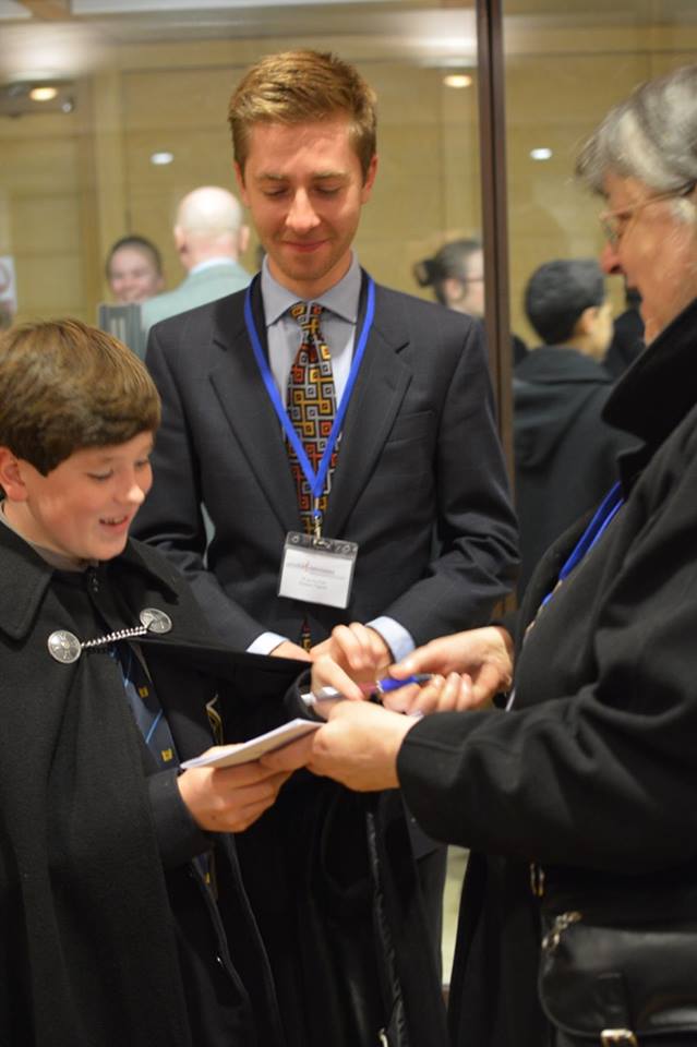     Choristers Ross gets Judith Bingham's autograph 