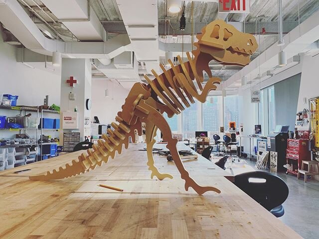 #makeshitsunday with @boredom.nyc @borda1601 - giant Dino - no glue - CNC machined MDF leftovers