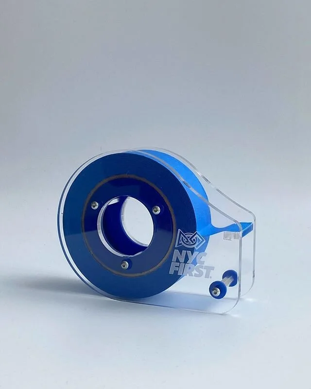 #makeshitsunday with @boredom.nyc @borda1601 this time a laser cut tape dispenser for @scotch #bluetape - the most important tape in the world! - held together with @tetrixrobotics stand-offs and screws - will share files soon