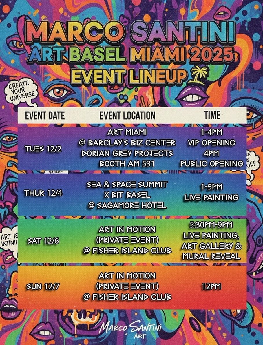 see you in Miami 🌴
.
.
.
#miamiartweek #artmiami #artbasel #miami #fisherisland #artistlife