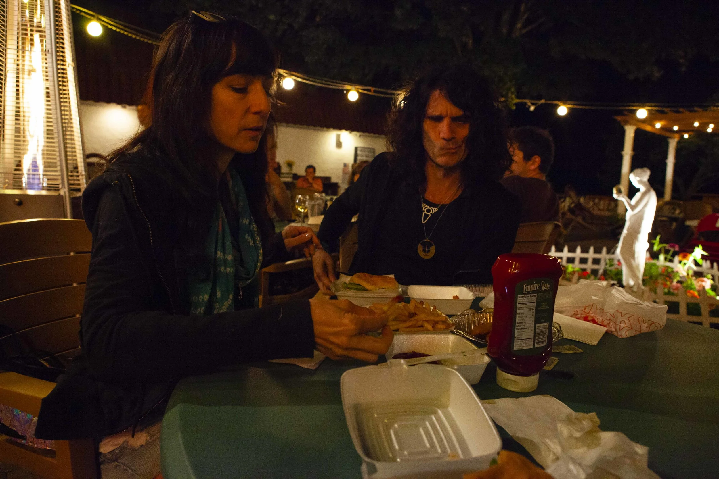 Me, mom, and Rich, got some cheeseburgers, french fries, and talked about organic ketchup.