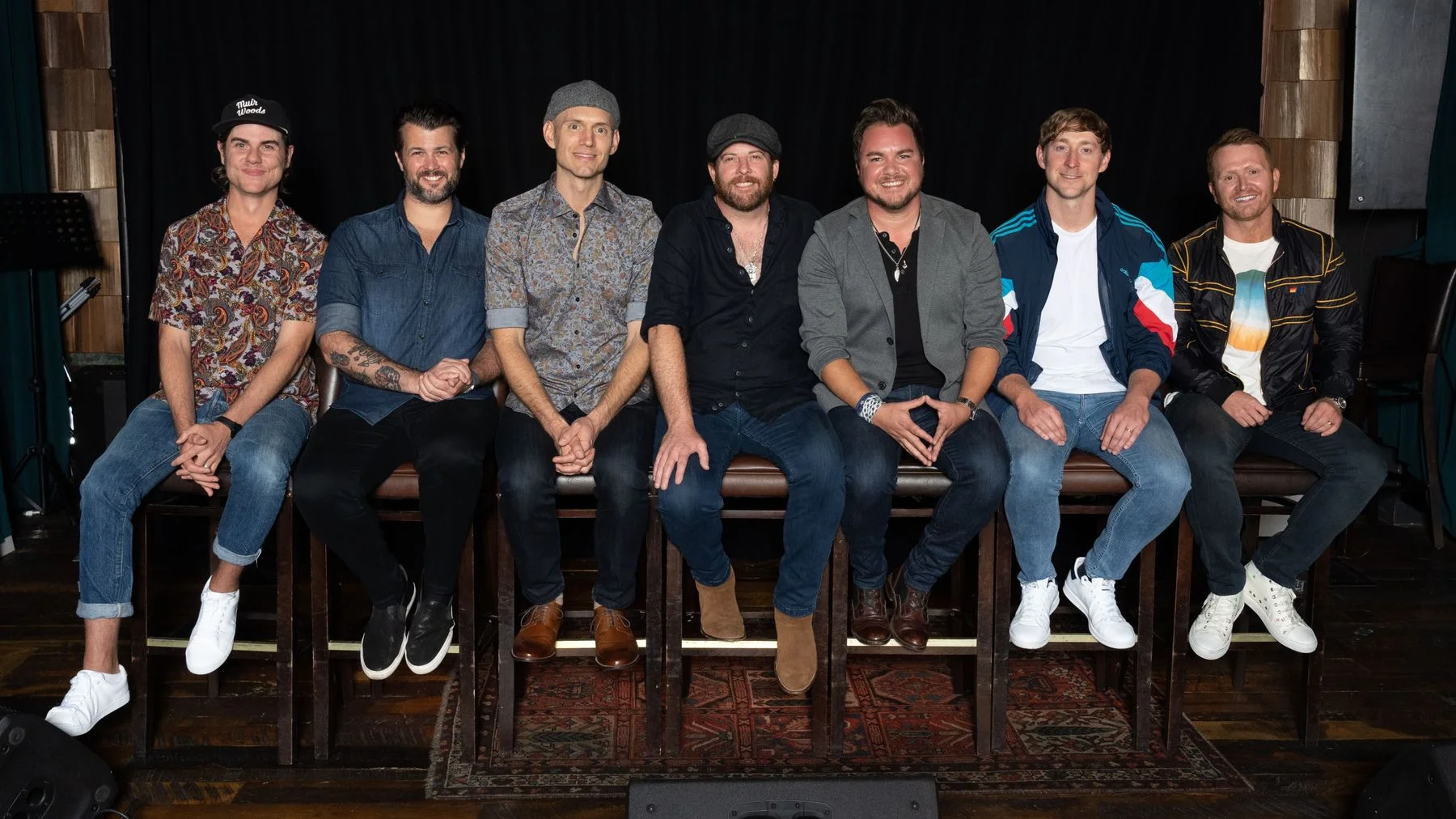 Pictured left to right: Ross Copperman, Eli Young Band (Chris Thompson, Jon Jones, James Young, Mike Eli), Ashley Gorley, and Shane McAnally