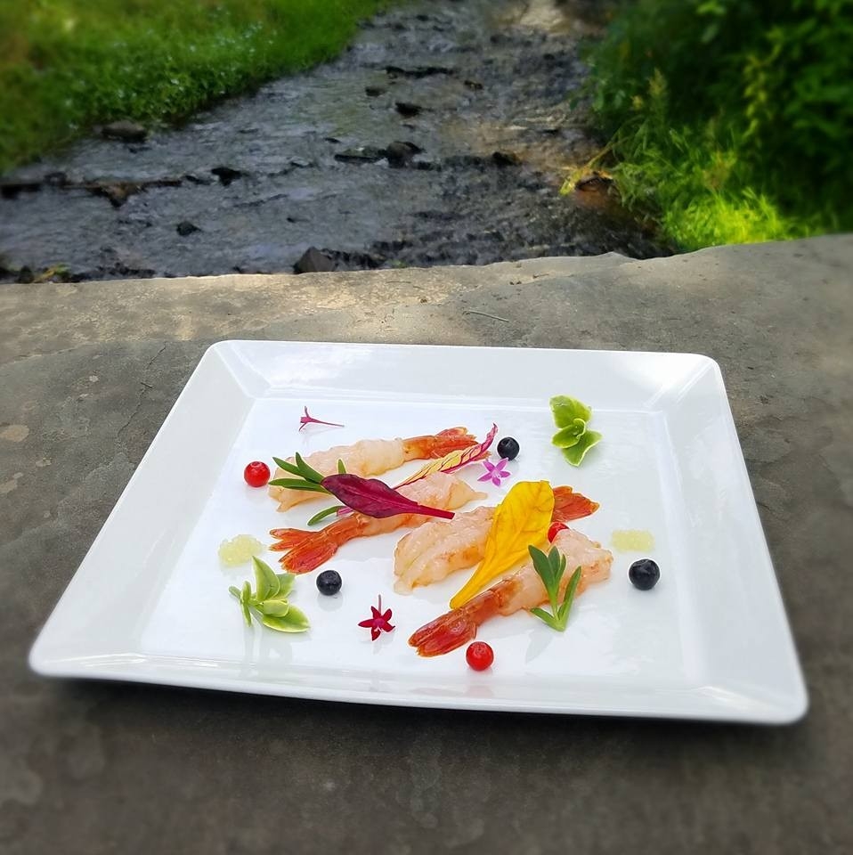 Jeff Huntzinger, Beaumont Inn <br/> Spot Prawn Crudo