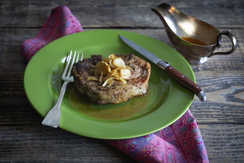 Tail and Trotters Pork Chop with Garlic and Pastis