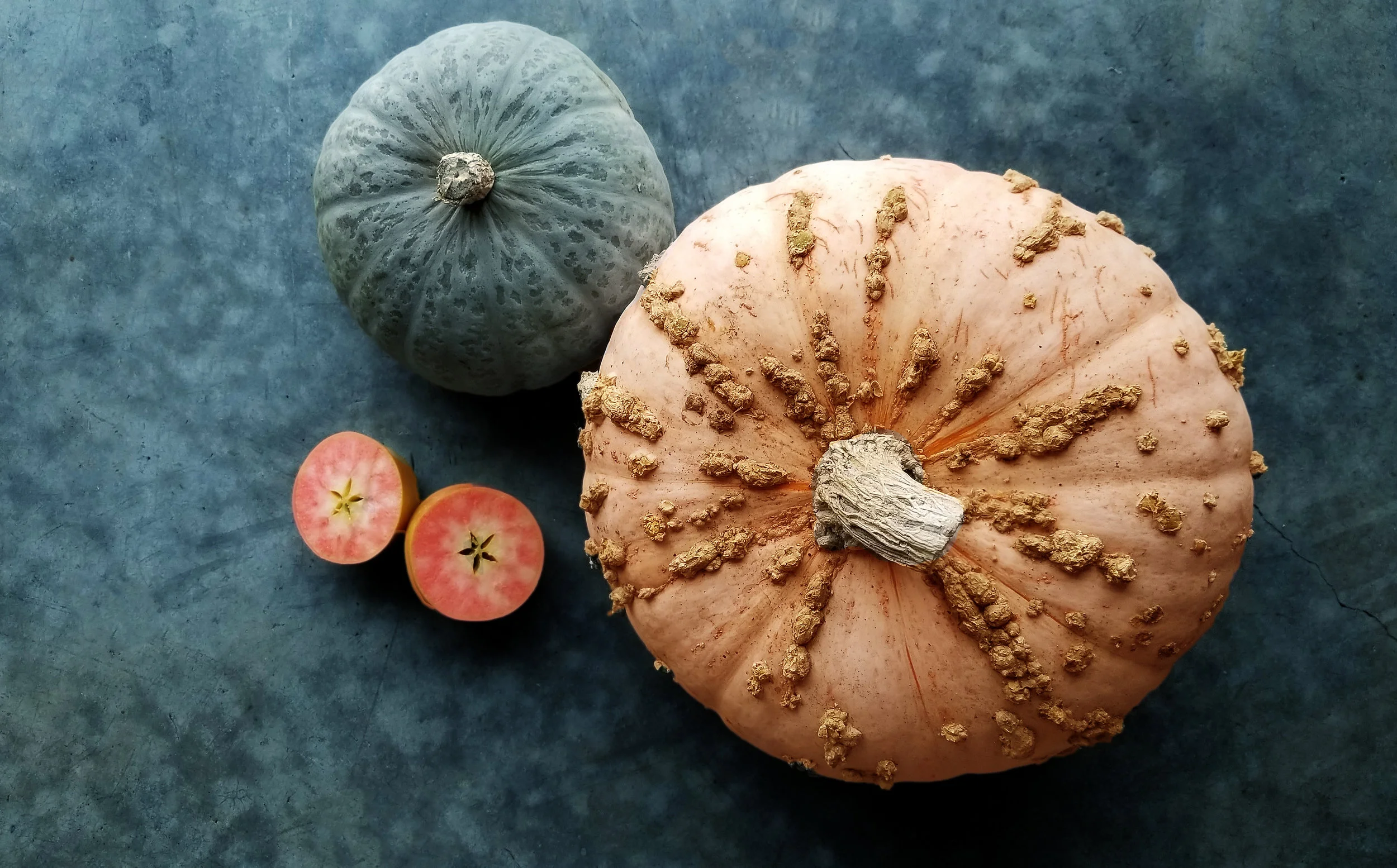 Blue Kuri and Galeux d'Eysines squash