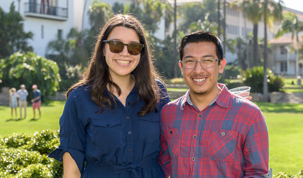 Adriana (left) and Javier (right) celebrating their graduation from REACH at the Sunken Gardens, two days before they left for Ecuador!