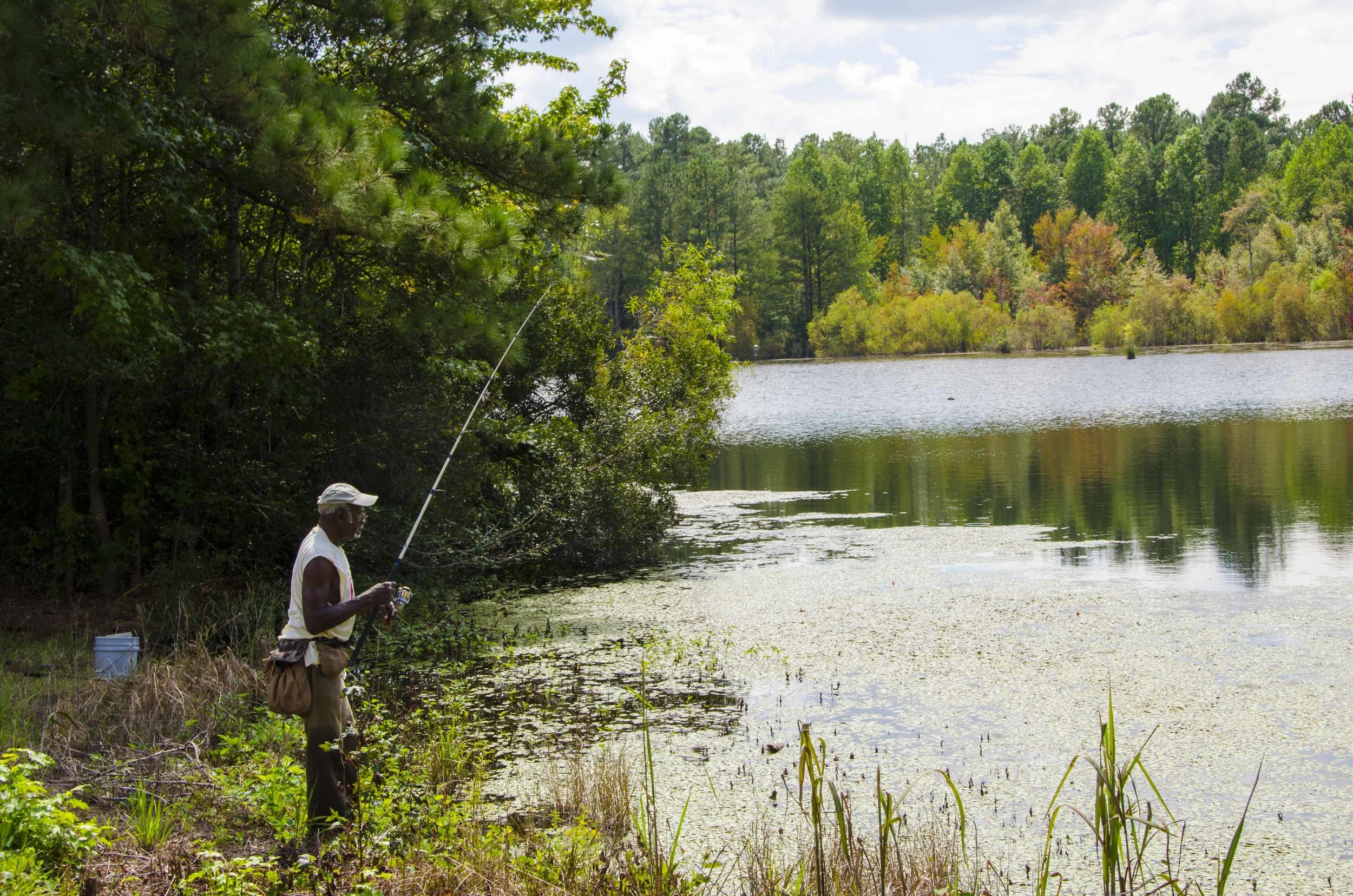On a recent warm fall day, this man trying his luck at the pond said he'd had at least one bite in the short time that he'd been there. 